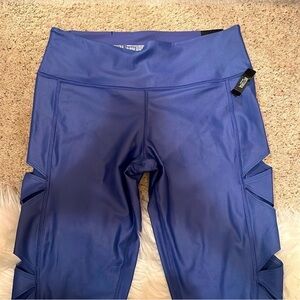 Victoria Sport Blue Leggings with cutouts - L Long NWT